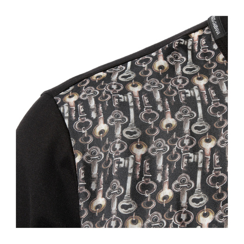 Dolce&Gabbana/杜嘉班纳 男士T恤 棉丝混纺钥匙印花拼接男士圆领长袖T恤