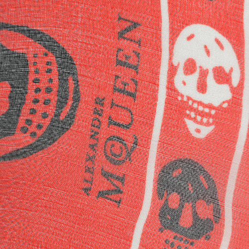 Alexander McQueen/亚历山大麦昆 红色经典骷髅图案围巾 ML