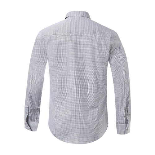 BIKKEMBERGS/毕盖帕克 男士衬衫 碎格纹纯棉男士休闲长袖衬衫