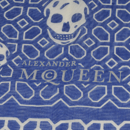 Alexander McQueen/亚历山大麦昆 蓝色经典骷髅图案围巾 ML