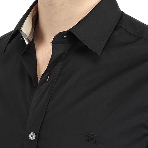 BURBERRY/博柏利 男士衬衫 黑色 高档棉质纯色长袖衬衣