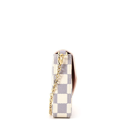 Louis Vuitton/路易威登 特价 白色棋盘格经典帆布女士链条多用斜挎包 Felicie N61363